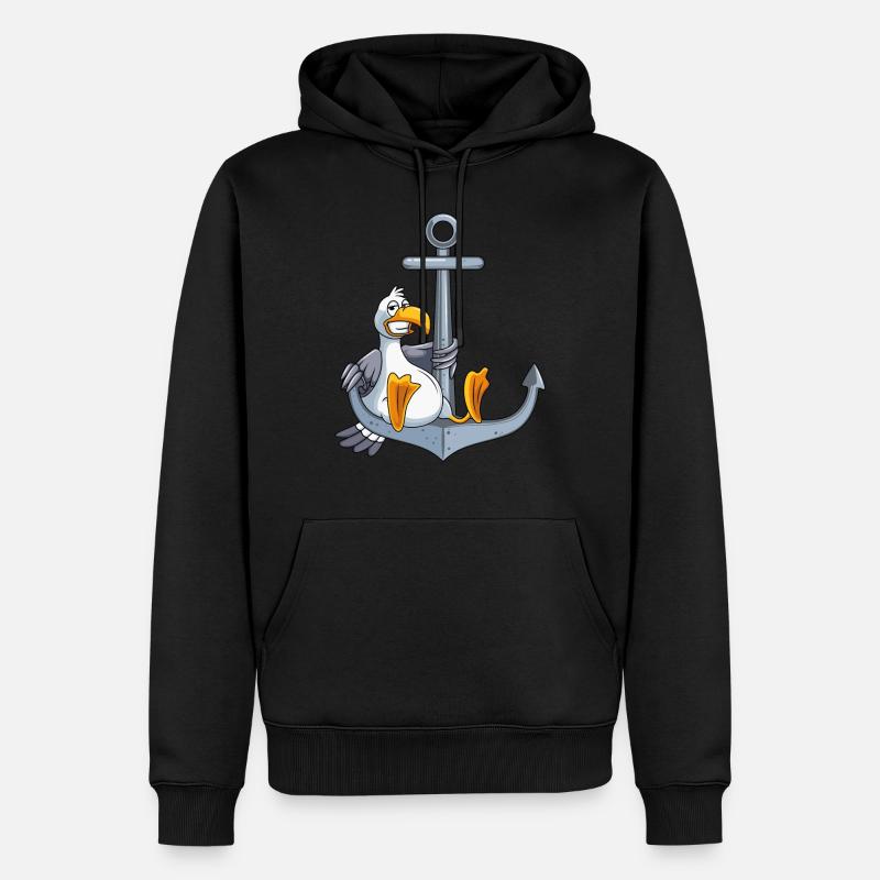 anker möwe comic - Sweat à capuche Premium bio Homme - noir