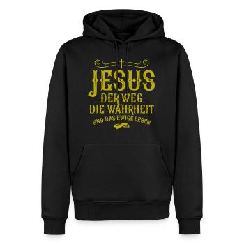 Jesus Christus Weg Wahrheit - Männer Premium Bio Hoodie - Schwarz - Vorne - Nico (187cm)