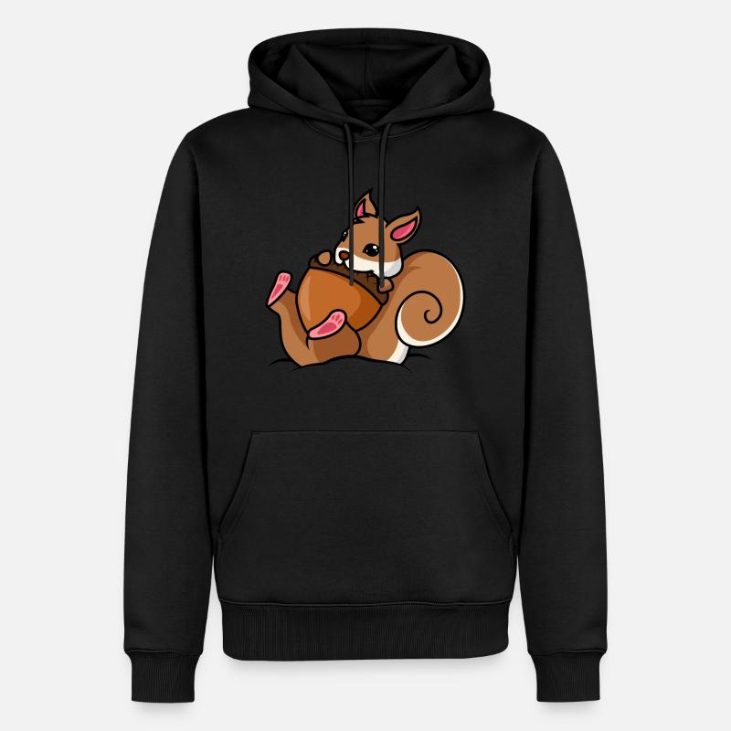 Eichhörnchen Nuss Comic - Männer Premium Bio Hoodie - Schwarz