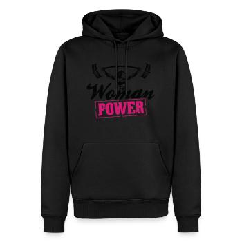 Bodybuilding Frauenpower Workout Gym - Männer Premium Bio Hoodie - Schwarz - Vorne - Nico (187cm)
