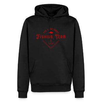 Logo de poisson de l'équipe de pêcheurs de pêche - Sweat à capuche Premium bio Homme - noir - Devant - Nico (187cm)