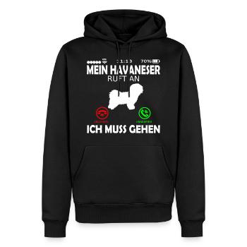 Havaneser Hund ruft an Spruch Lustig Witzig - Männer Premium Bio Hoodie - Schwarz - Vorne - Nico (187cm)