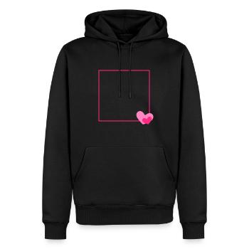 Coeur cadre ornament ligne personnalisable - Sweat à capuche Premium bio Homme - noir - Devant - Nico (187cm)