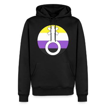 Symbol Nonbinär Non-Binär Nichtbinär Geschlecht - Männer Premium Bio Hoodie - Schwarz - Vorne - Nico (187cm)