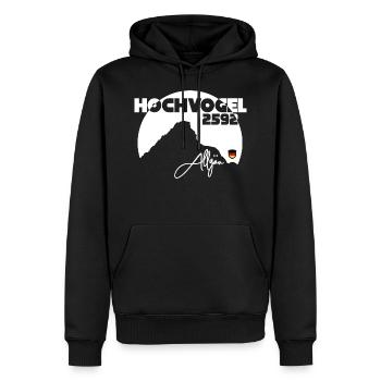 Hochvogel Berg Allgäu Alpen Bayern Tirol Wandern - Männer Premium Bio Hoodie - Schwarz - Vorne - Nico (187cm)