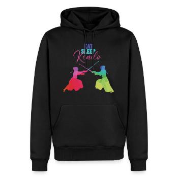 Kendo - Männer Premium Bio Hoodie - Schwarz - Vorne - Nico (187cm)