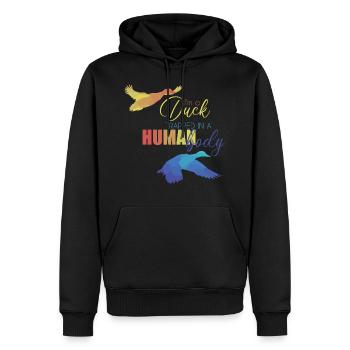 Ente - Männer Premium Bio Hoodie - Schwarz - Vorne - Nico (187cm)
