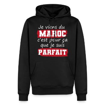 cadeau drôle Maroc marocain mec parfait - Sweat à capuche Premium bio Homme - noir - Devant - Nico (187cm)