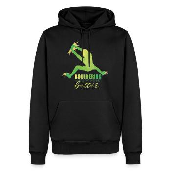 Bouldern - Sweat à capuche Premium bio Homme - noir - Devant - Nico (187cm)