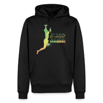 Bouldern - Sweat à capuche Premium bio Homme - noir - Devant - Nico (187cm)