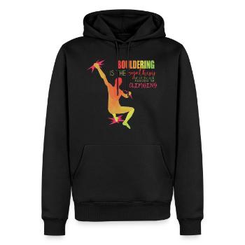 Bouldern - Sweat à capuche Premium bio Homme - noir - Devant - Nico (187cm)
