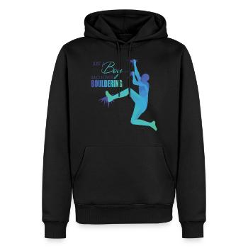 Bouldern - Sweat à capuche Premium bio Homme - noir - Devant - Nico (187cm)