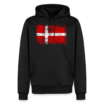 Drapeau danois de style vintage - Sweat à capuche Premium bio Homme - noir - Devant - Nico (187cm)