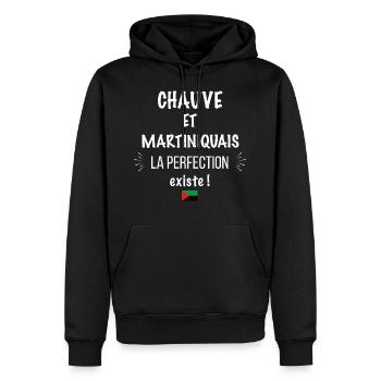 Martiniquais chauve parfait humour Martinique - Sweat à capuche Premium bio Homme - noir - Devant - Nico (187cm)