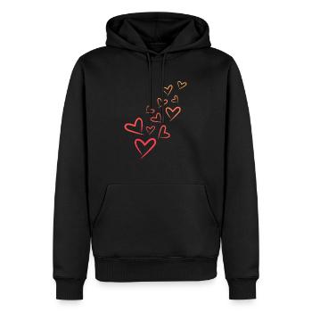 Herzchen Herz Muster - Männer Premium Bio Hoodie - Schwarz - Vorne - Nico (187cm)