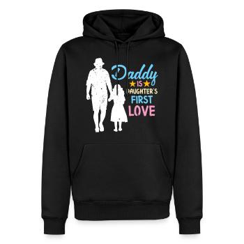 Papa est le premier amour de sa fille - Sweat à capuche Premium bio Homme - noir - Devant - Nico (187cm)
