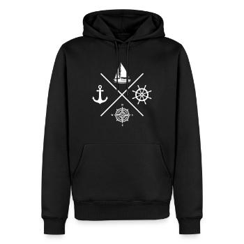 Segeln segelsport segelboot kompass anker - Männer Premium Bio Hoodie - Schwarz - Vorne - Nico (187cm)