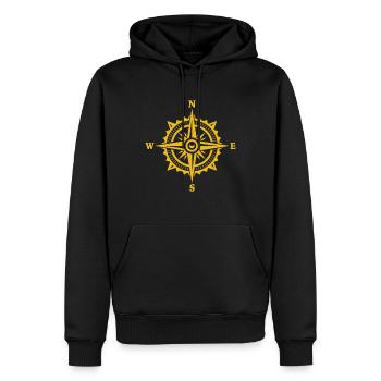 Kompass - Männer Premium Bio Hoodie - Schwarz - Vorne - Nico (187cm)