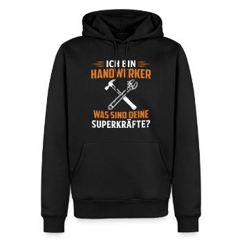 ich bin handwerker was sind deine superkräfte - Männer Premium Bio Hoodie - Schwarz - Vorne - Nico (187cm)