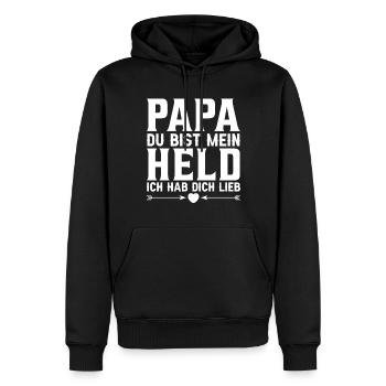 papa du bist mein held ich hab dich lieb - Männer Premium Bio Hoodie - Schwarz - Vorne - Nico (187cm)