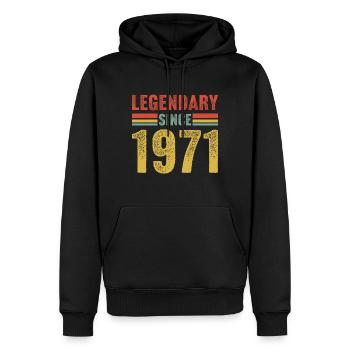Legendary since 1971 - Men’s Premium Organic Hoodie - black - Front - Nico (187cm)