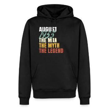 Août 1955 Rétro L’Homme Le Mythe La Légende - Sweat à capuche Premium bio Homme - noir - Devant - Nico (187cm)