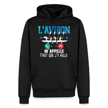 Aviron Kayak Canoë Rafting Rameur Cadeau Humour - Sweat à capuche Premium bio Homme - noir - Devant - Nico (187cm)