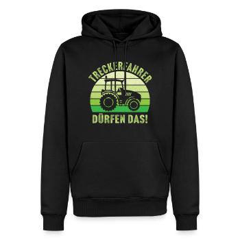 Treckerfahrer dürfen das ! traktor Landwirt - Männer Premium Bio Hoodie - Schwarz - Vorne - Nico (187cm)