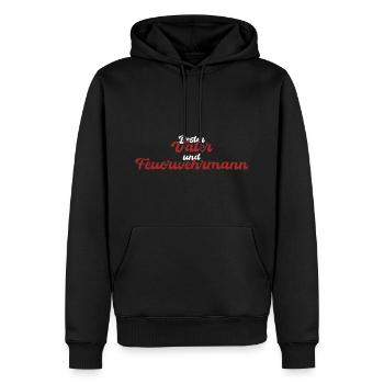 Bester Vater und Feuerwehrmann - Männer Premium Bio Hoodie - Schwarz - Vorne - Nico (187cm)