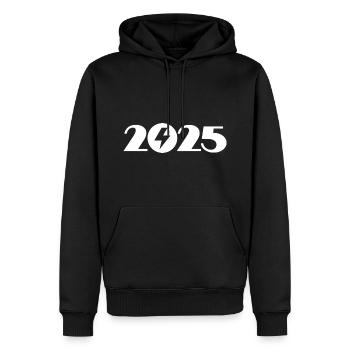 Hochspannung 2025, Elektriker 2025 - Männer Premium Bio Hoodie - Schwarz - Vorne - Nico (187cm)
