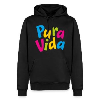 pura vida - Männer Premium Bio Hoodie - Schwarz - Vorne - Nico (187cm)