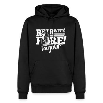 Retraité golfeur toujours fort "fore!" drôle white - Sweat à capuche Premium bio Homme - noir - Devant - Nico (187cm)
