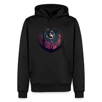Heart Moon Forest Couple Valentine's Day Love - Men’s Premium Organic Hoodie - black - Front - Nico (187cm)
