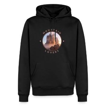 Mountains, Love, Nature - Männer Premium Bio Hoodie - Schwarz - Vorne - Nico (187cm)