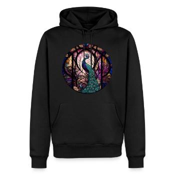 Verre teinté de paon Verre d’église - Sweat à capuche Premium bio Homme - noir - Devant - Nico (187cm)