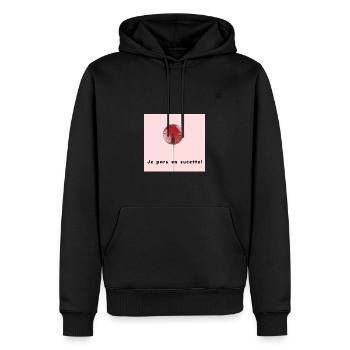 Cadeau humoristique "Je pars en sucette" - Sweat à capuche Premium bio Homme - noir - Devant - Nico (187cm)