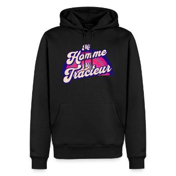 Mid Man MI Traktor - Männer Premium Bio Hoodie - Schwarz - Vorne - Nico (187cm)