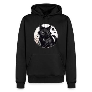Chat Oriental trop mignon - Sweat à capuche Premium bio Homme - noir - Devant - Nico (187cm)