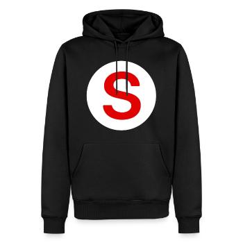 autocollant voiture, sénior à bord - Sweat à capuche Premium bio Homme - noir - Devant - Nico (187cm)