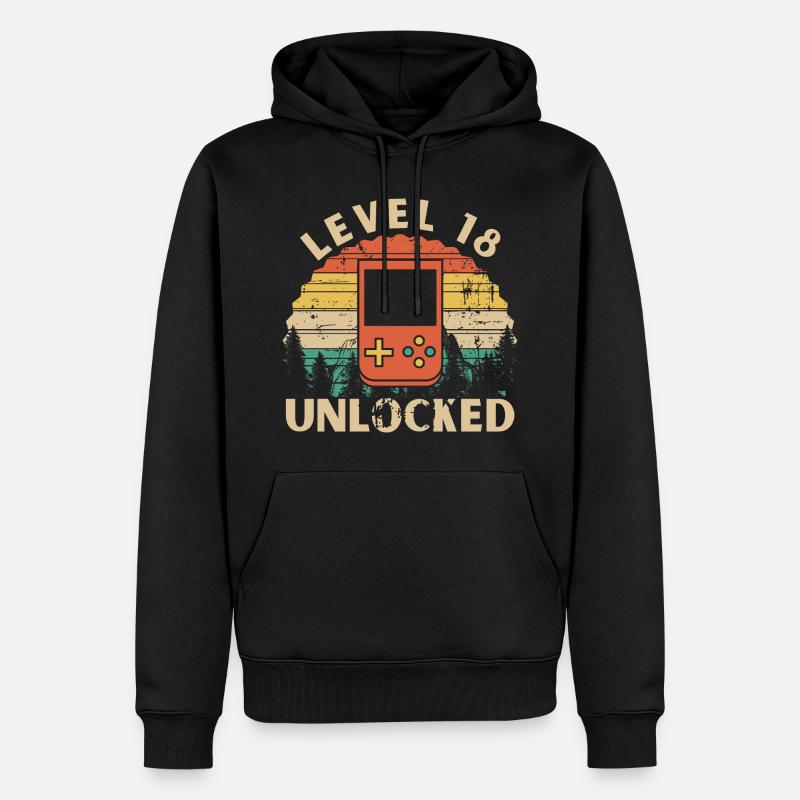 Level 18 freigeschaltet - Männer Premium Bio Hoodie - Schwarz