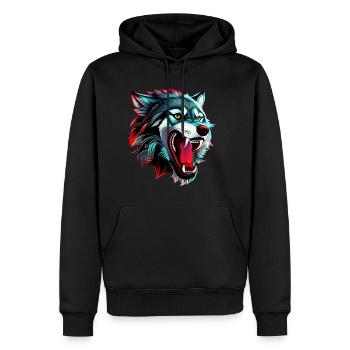 wolf - Men’s Premium Organic Hoodie - black - Front - Nico (187cm)