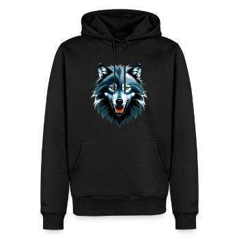 Wolf - Männer Premium Bio Hoodie - Schwarz - Vorne - Nico (187cm)
