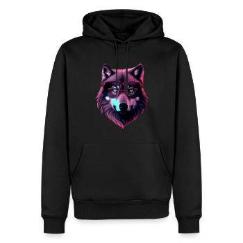 Wolf - Men’s Premium Organic Hoodie - black - Front - Nico (187cm)