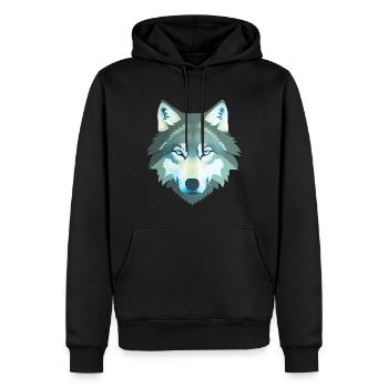 wolf - Men’s Premium Organic Hoodie - black - Front - Nico (187cm)