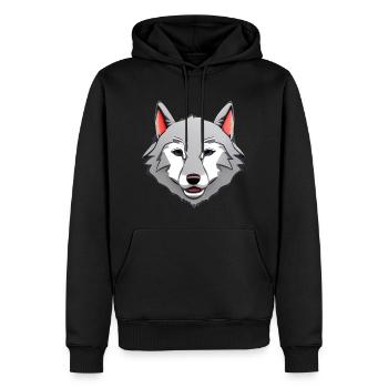 Wolf - Männer Premium Bio Hoodie - Schwarz - Vorne - Nico (187cm)
