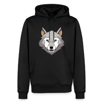 Wolf - Männer Premium Bio Hoodie - Schwarz - Vorne - Nico (187cm)