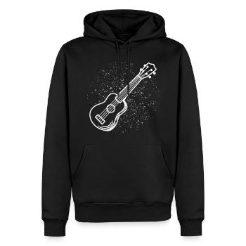Croquis de ukulélé - Sweat à capuche Premium bio Homme - noir - Devant - Nico (187cm)