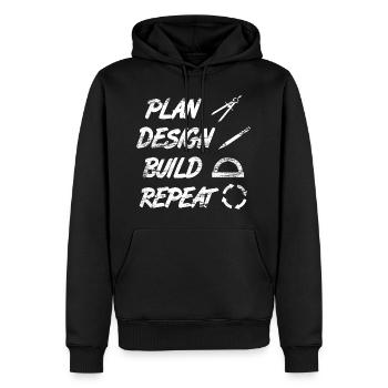Routine de l’architecte - Sweat à capuche Premium bio Homme - noir - Devant - Nico (187cm)
