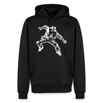 Dessin de breakdance - Sweat à capuche Premium bio Homme - noir - Devant - Nico (187cm)