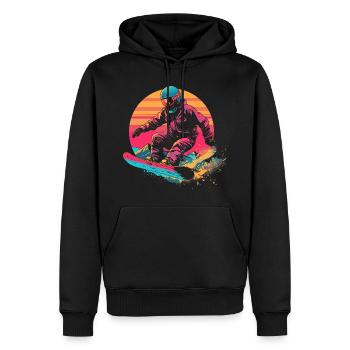 Look snowboarder des années 80 - Sweat à capuche Premium bio Homme - noir - Devant - Nico (187cm)